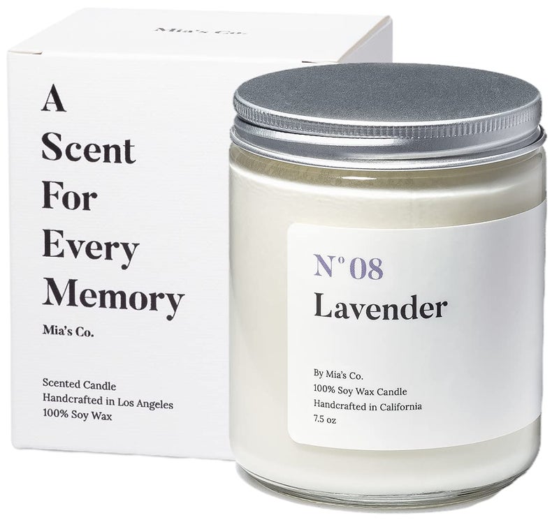 A Scent for Every Memory Mia's Co Lavender Scented Candle, Handmade with Natural Soy Wax and Cotton Wicks, 7.5 oz Minimalist Aromatherapy Candle for Home, Long Lasting Burning for Stress Relief, Candle Gift for Women - Image 1